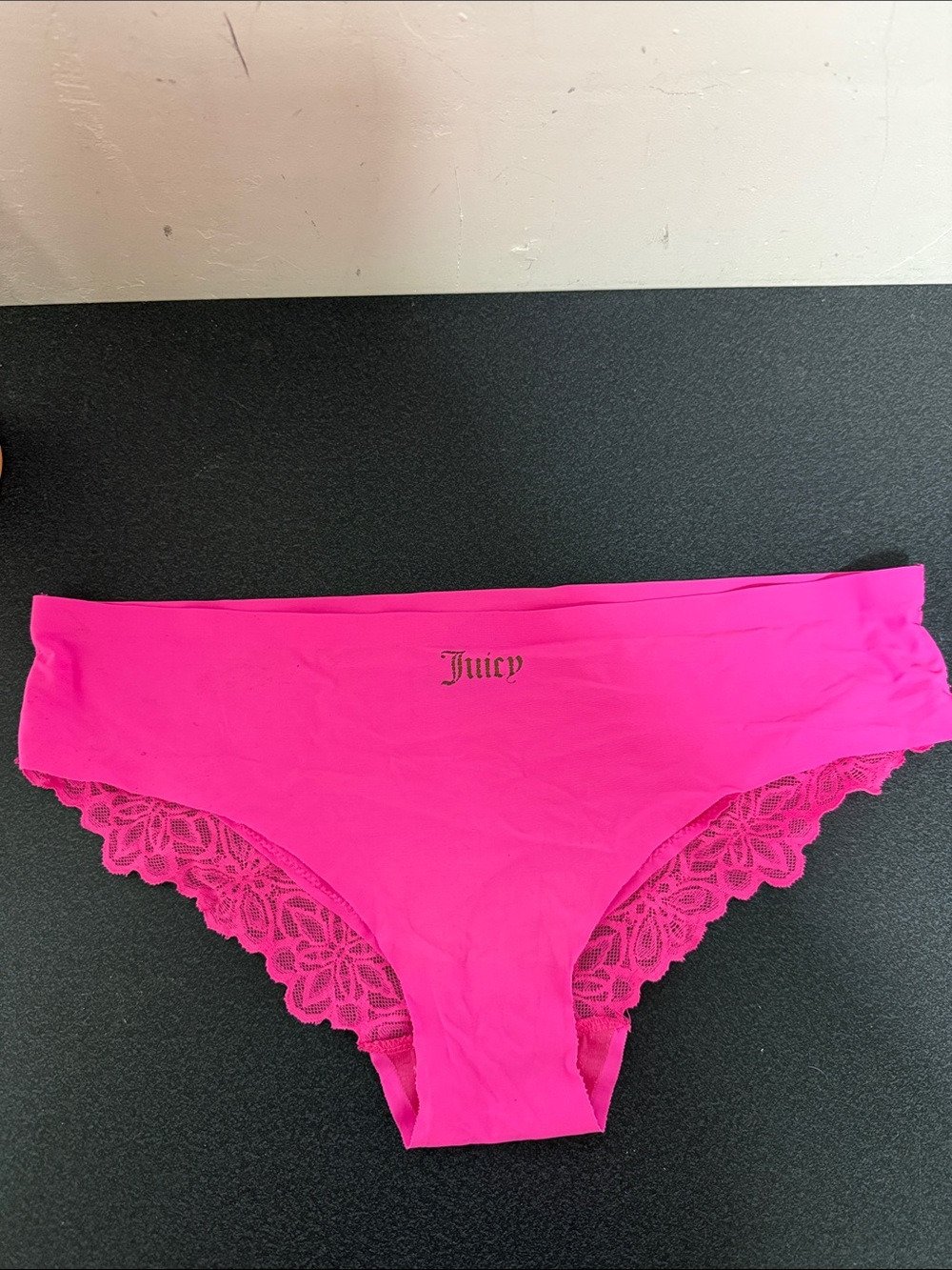 Juicy Couture Bright Hot Pink Lace-Trim Hipster Panty